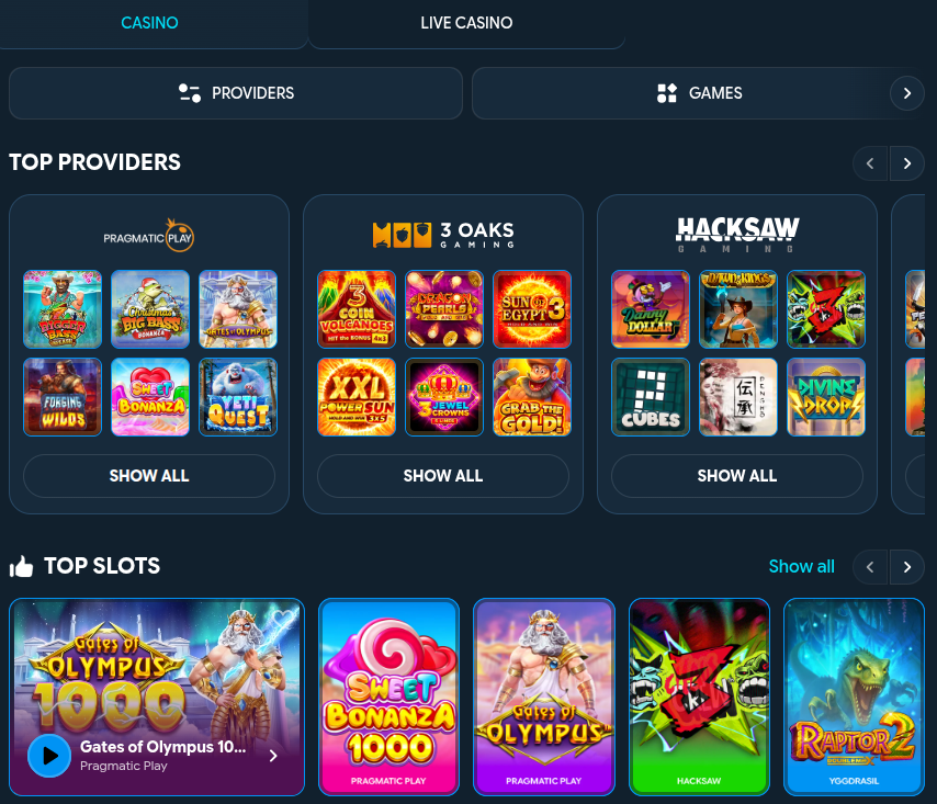 Oxibet Casino Game Library